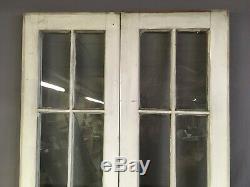 Pair Antique Tall Narrow 32x90 French Double Doors 12 Lite Vtg Chic Old 447-19E