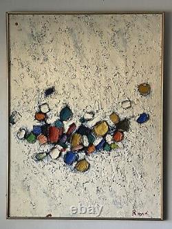 Paul Rand Antique MID Century Modern Abstract Oil Painting Old Vintage 1967 Rare