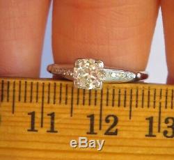 Platinum Antique Vintage Art Deco Old Mine Cut Diamond Engagement Wedding Ring