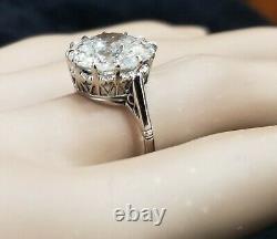 Platinum Vintage Engagement ring natural round old euro cut diamond 5.72ct. I1-H