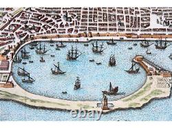 Port of Messina Italy Old early Plan by Merian 1638