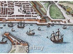 Port of Messina Italy Old early Plan by Merian 1638