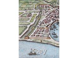 Port of Messina Italy Old early Plan by Merian 1638