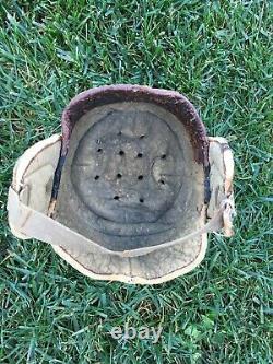 RARE Antique Old 1900s DRAPER MAYNARD Vintage FLAT TOP Canvas Football Helmet