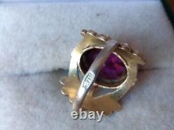 RARE Vintage old Elegant violet stone RING SILVER 875 USSR ANTIQUE size 5