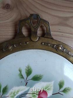 RARE Vintage old antique stamp 1910 year cake dish Faience Bronze Tray