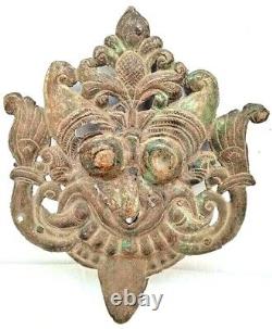 Rare 1800's Old Vintage Antique Brass Rare Yali Head Face Mask / Figure / Statue