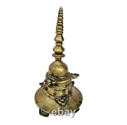 Rare 1800's Old Vintage Antique Brass Unique Temple Shape Ink Pot, Collectible