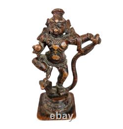 Rare 1800's Old Vintage Antique Copper Hindu God Krishna On Snake Figure Statue