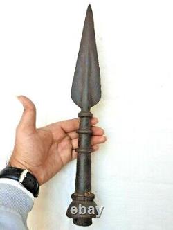 Rare 1800s Old Vintage Antique Iron Hand Forged Mughal Fine Big Spear Head Lance