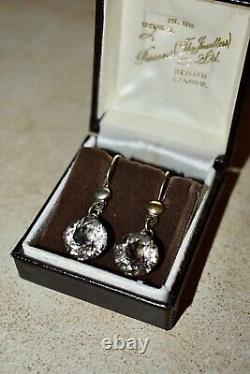 Rare VTG Awesome Earrings Silver USSR Old Antique SOVIET Rock Crystal 875 6g