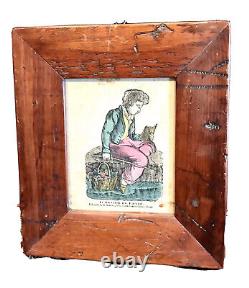Rare Vintage Antique 1800' Industrious David Colorized Lithograpgh Framed Old
