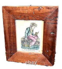 Rare Vintage Antique 1800' Industrious David Colorized Lithograpgh Framed Old