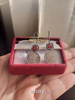 Rare old antique vintage silver earring native