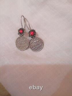 Rare old antique vintage silver earring native