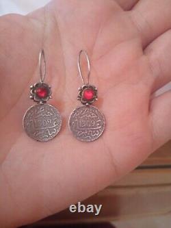 Rare old antique vintage silver earring native