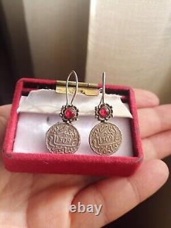 Rare old antique vintage silver earring native