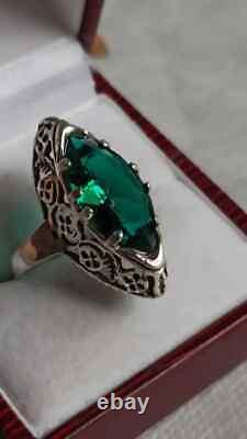 Rare old vintage antique women jewelry art Ring, marquis silver 925 head