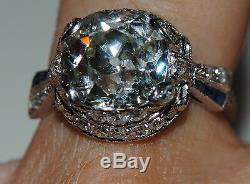 Sale Antique 4.97ct Gia I Si1 Old Cut Diamond Platinum Sapphire Diamond Ring