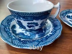 Set of 2-antique old vintage Chinese pattern tea duos(2 cups+2 saucers)