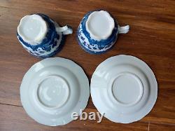 Set of 2-antique old vintage Chinese pattern tea duos(2 cups+2 saucers)