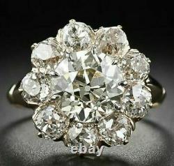 Simulated Old Mine Cut Diamond Vintage Antique Ring Solid 925 Sterling Silver