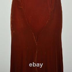 Small 1930s Silk Velvet Dress Tawny Old Hollywood Glamorous Evening Gown VTG 30s