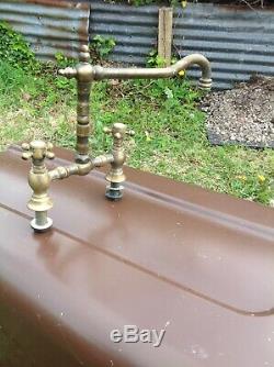 Solid brass Antique Kitchen mixer Taps Very Rare old vintage Belfast Sink