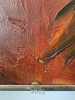 TOM IRISH ANTIQUE MID CENTURY MODERN ABSTRACT OIL PAINTING OLD VINTAGE LARGE 60s