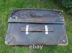 Travel Large Leather Suitcase For Clothes Vintage, Antique, Retro, Old, Rare