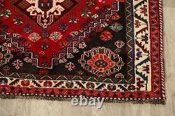 Tribal Vintage Geometric Abadeh Wool Area Rug Hand-Knotted Oriental Carpet 4x6