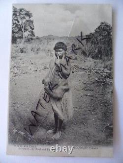 VINTAGE OLD EARLY ANTIQUE PHOTO POSTCARD INDIGENOUS WOMAN BABY in DILLY BAG