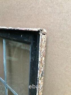 VTG English Tudor 18x34 Steel Casement 6 Lite Leaded Glass Window Old 762-242B