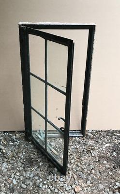 VTG English Tudor 18x34 Steel Casement 6 Lite Leaded Glass Window Old 762-242B