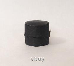 Victorian Ring Box Leather Velvet Display Jewelry Old Vtg Antique