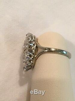 Vintage 14K White Gold Diamond Ring, 12 Old Mine Cut Diamonds. 93 tcw