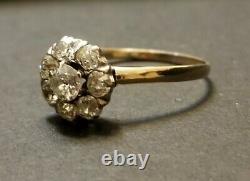 Vintage 14k gold platinum Diamond ring OLD MINE CUT 0.82ct SI2 circ 1900's