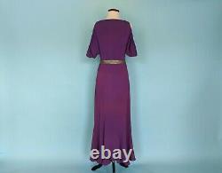 Vintage 1930s Old Hollywood Glamour Cold Rayon Puffed Sleeves Evening Gown