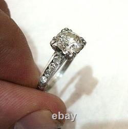 Vintage ANTIQUE ROUND OLD mine CUT 2.00ct Diamond Platinum ring