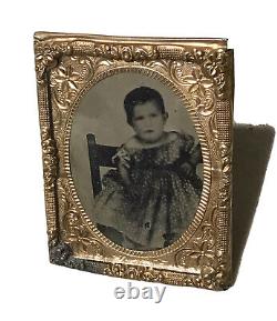 Vintage Antique1800'Gold Plate Daguerreotype Photograph Portrait Child Girl Old