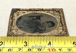 Vintage Antique1800'Gold Plate Daguerreotype Photograph Portrait Child Girl Old