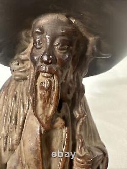 Vintage Antique 10 inch TALL Chinese Old Mudman Ceramic Figurine Statue Asian