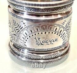 Vintage Antique 149 Silver Plate Engraved Maggie Napkin Ring Holder Old Decor