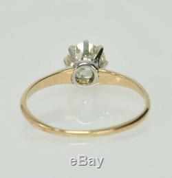 Vintage Antique 14k 8 Prong 3/4CT Old Mine Cut Diamond Solitaire Engagement Ring