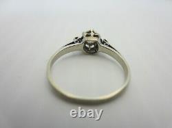 Vintage Antique 14k White Gold and 0.25 ct Diamond Engagement Ring Old European