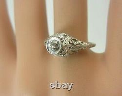 Vintage Antique 18K White Gold Diamond Filigree Ring 0.25ct Old Mine Engagement