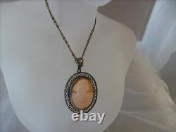 Vintage Antique 1900's Old Estate Hand Carved Shell Cameo Necklace