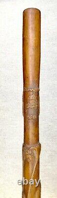 Vintage Antique 1910 Historical Coat Of Arms Swagger Walking Stick Cane Old
