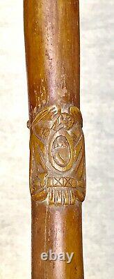 Vintage Antique 1910 Historical Coat Of Arms Swagger Walking Stick Cane Old