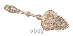 Vintage Antique 19C Dutch Sterling Silver Figural Serving Decor Spoon Old 7 1/2